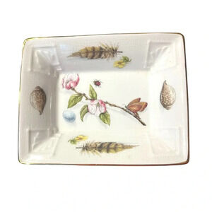 Aynsley Little Switzerland Porcelain Trinket Dish Botanical Feather Ladybug